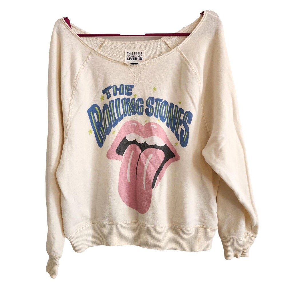 Off the Shoulder Rolling Stones Graphic Sweatshirt by American eagle - Size XS